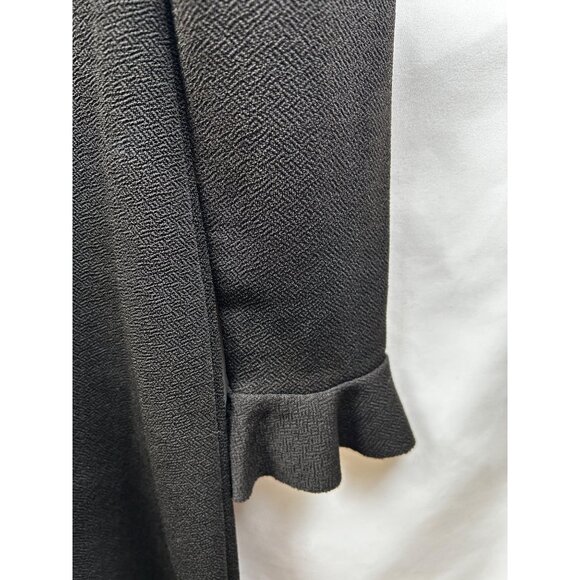 Free People Dress Womens XS Black Textured Deep V-Neck Mini Dress Flared Cuff - Picture 8 of 11